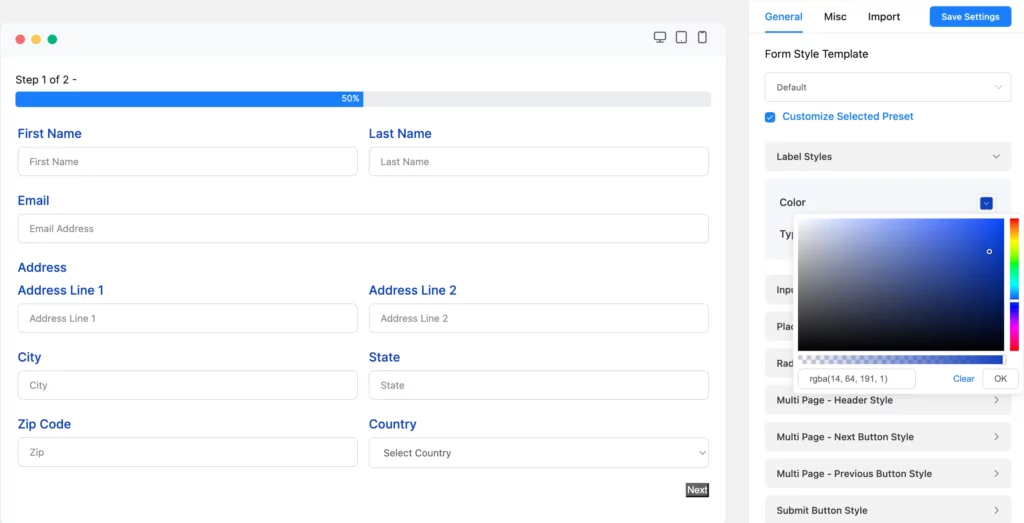 design your multi step form